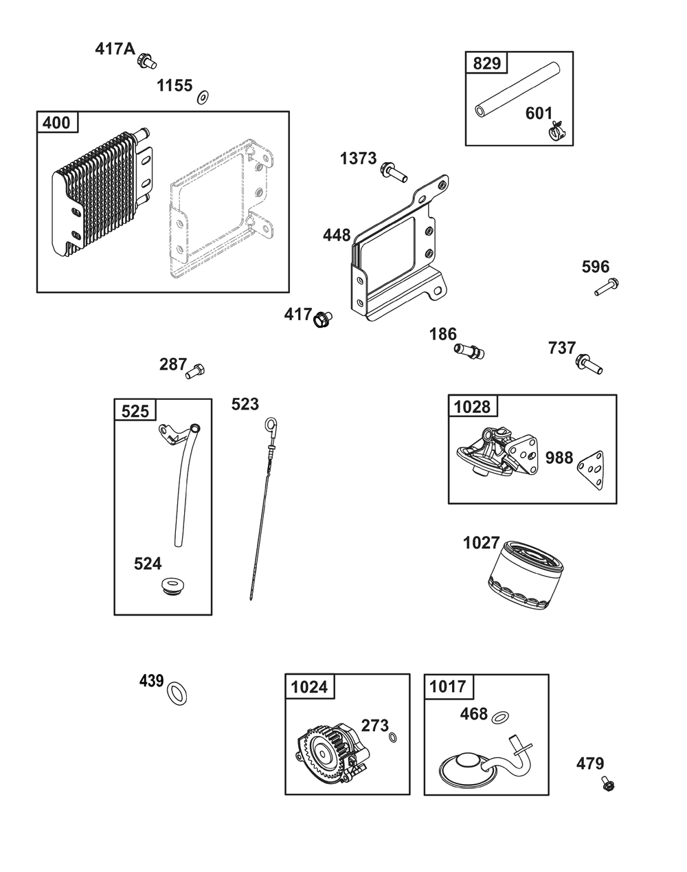 Lubrication Group Diagram and Parts List for 386442-0467-G1  Briggs and Stratton Engine